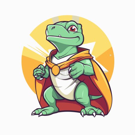 Téléchargez les illustrations : Superhéros crocodile dessin animé tenant une mallette. Illustration vectorielle. - en licence libre de droit