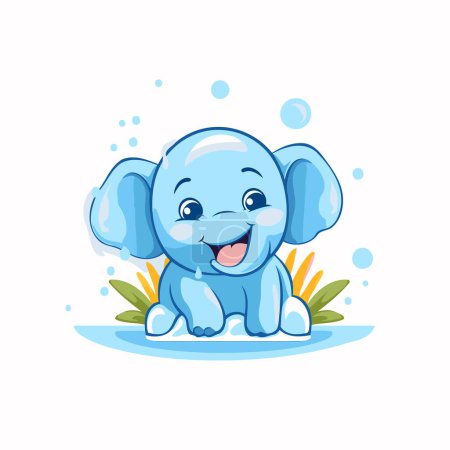 Illustration for Cute baby elephant character vector Illustration on a white background. - Royalty Free Image