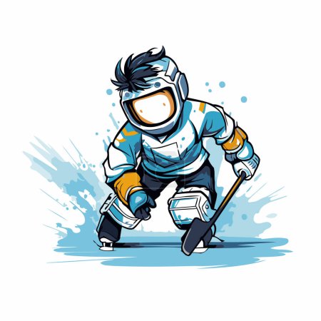 Illustration for Hockey player. Vector illustration of a hockey player in action. - Royalty Free Image