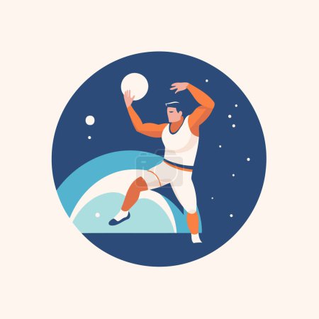 Illustration for Volleyball player flat icon elements. eps10 vector illustration - Royalty Free Image