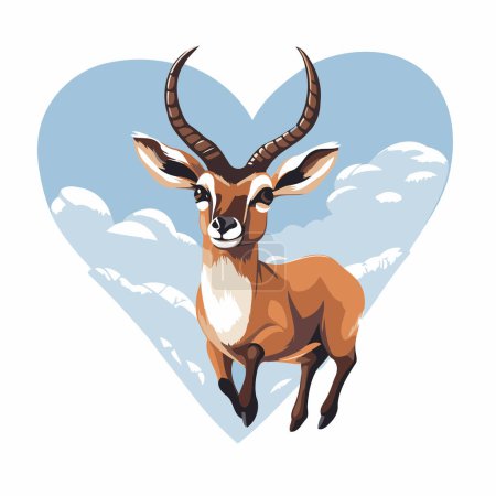 Téléchargez les illustrations : Image vectorielle d'un cerf en forme de coeur sur fond blanc. - en licence libre de droit