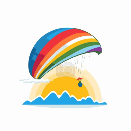 Ilustración de Paracaídas en la playa. Ilustración vectorial en estilo plano. - Imagen libre de derechos