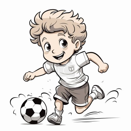 Illustration for Illustration of a Cute Little Boy Playing with a Soccer Ball - Royalty Free Image