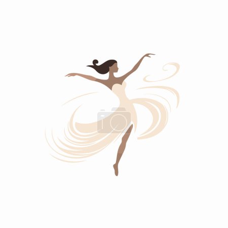 Téléchargez les illustrations : Ballet danseur vecteur Illustration design Logo modèle. Ballerine - en licence libre de droit