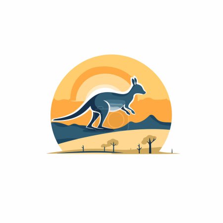 Illustration for Kangaroo icon logo design template. Kangaroo vector illustration. - Royalty Free Image