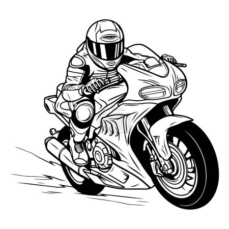 Motorrad-Rennfahrer. Vektorillustration eines Motorradfahrers.
