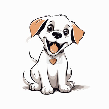 Téléchargez les illustrations : Illustration d'un chien de dessin animé mignon isolé sur un fond blanc. - en licence libre de droit