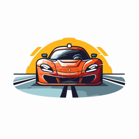Téléchargez les illustrations : Voiture sur la route. Illustration vectorielle d'une voiture de sport sur la route. - en licence libre de droit