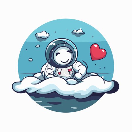 Ilustración de Astronauta sentado en la nube con el corazón. Ilustración vectorial. - Imagen libre de derechos