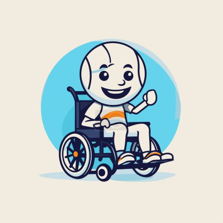 Illustration for Wheelchair and ball. Flat style vector illustration. Cartoon character. - Royalty Free Image