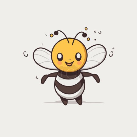 Ilustración de Linda abeja de dibujos animados. Ilustración vectorial. Lindo personaje de abeja. - Imagen libre de derechos