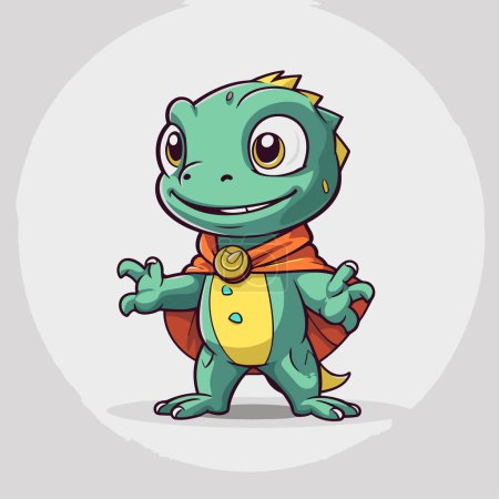 Téléchargez les illustrations : Jolie grenouille dessin animé dans un costume de super-héros. Illustration vectorielle. - en licence libre de droit
