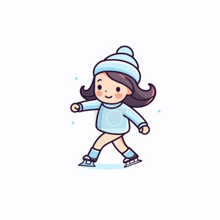 Illustration for Cute little girl skating on ice. Winter sport. Vector illustration. - Royalty Free Image