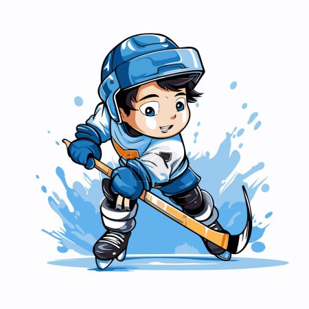 Illustration for Cartoon hockey player. Vector illustration of a cartoon hockey player. - Royalty Free Image