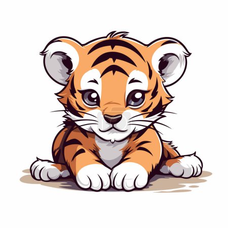 Ilustración de Lindo tigre aislado sobre fondo blanco. Ilustración vectorial para su diseño - Imagen libre de derechos