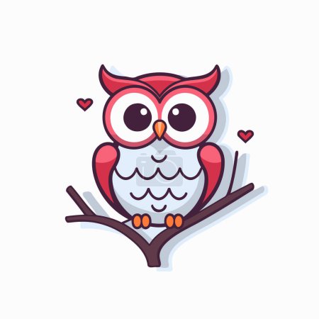 Illustration for Cute cartoon owl sitting on a tree branch. Vector illustration. - Royalty Free Image