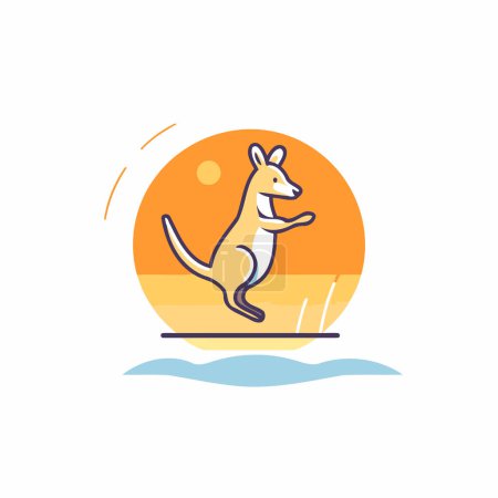 Illustration for Kangaroo flat icon. Vector illustration of kangaroo in flat style. - Royalty Free Image