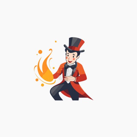 Illustration for Magician in a hat and with a cigar. Vector illustration. - Royalty Free Image