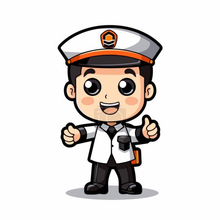 Photo for Sailor Captain - Cute Cartoon Policeman Character Vector Illustration - Royalty Free Image