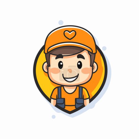 Illustration for Worker Vector Icon - Cute Cartoon Mechanic Character Illustration - Royalty Free Image