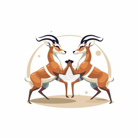 Téléchargez les illustrations : Deux antilopes amoureuses. Illustration vectorielle sur fond blanc. - en licence libre de droit