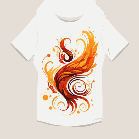 Téléchargez les illustrations : Conception de T-shirt avec motif de flamme de feu abstrait. Illustration vectorielle. - en licence libre de droit