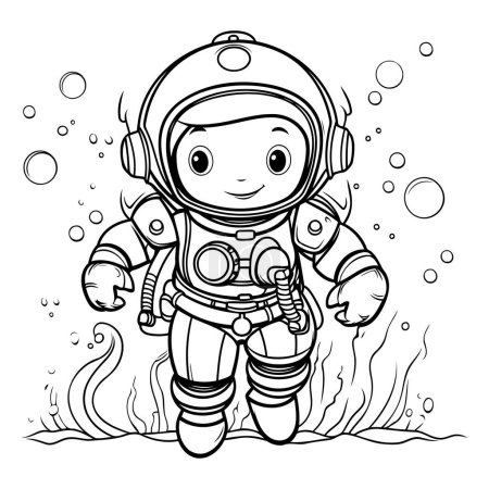 Illustration for Coloring book for children: Astronaut in space. Vector illustration. - Royalty Free Image