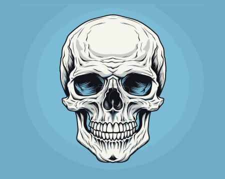 Illustration for Skull face with a cool and horror look isolated on an elegant plain background, good for websites, t-shirts, screen printing, mockups, stickers etc - Royalty Free Image