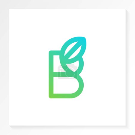 Illustration for B letter nature logo with leaf icon isolated on white background - Royalty Free Image
