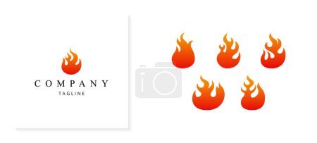 Téléchargez les illustrations : Grilles de flamme, conceptions chaudes flamboyantes de logo pour des entreprises de grillage - en licence libre de droit