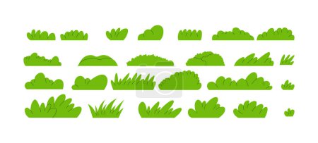 Illustration for Handrawn grass set elements with green and black line - Royalty Free Image