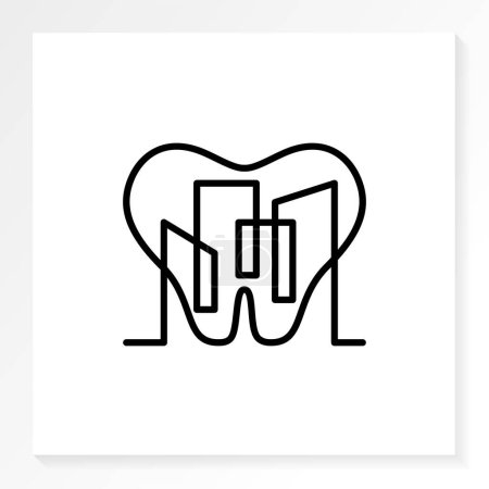 Téléchargez les illustrations : Logo dentaire urbain moderne isolé en blanc - en licence libre de droit