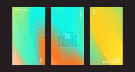 Illustration for 3 Set of Elegant abstract fluids background vector template with vibrant color transitions. Perfect for modern designs and presentations. Versatile background for digital art and promotional materials - Royalty Free Image