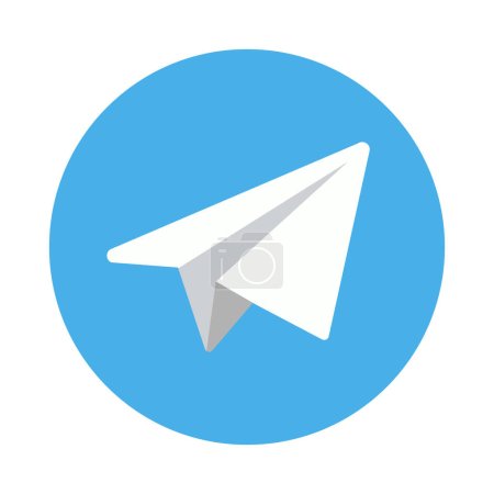 Téléchargez les illustrations : Icône de télégramme icône des médias sociaux avion de papier blanc sur fond bleu. Illustration vectorielle. Icône de télégramme - en licence libre de droit