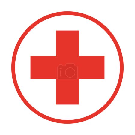 Ilustración de Silueta de icono de color glifo vector plus rojo aislado sobre fondo blanco - Imagen libre de derechos