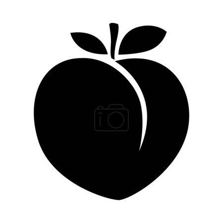 Illustration for Peach fruit or nectarine with leaf flat vector icon for food apps and websites isolated - Royalty Free Image