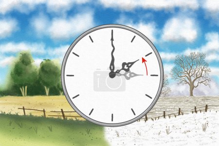 Photo for Illustration of a clock return to standard tim - Royalty Free Image