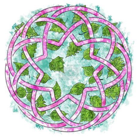 hand painted illustration of celtic knot in pencil and watercolor