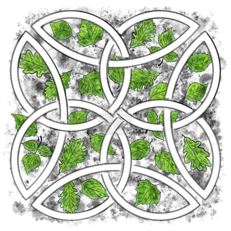 handgemalte Illustration des keltischen Knoten in Bleistift und Aquarell