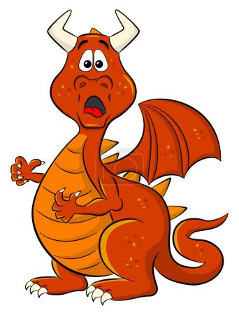 Ilustración de Vector ilustración de un dragón de dibujos animados de aspecto asustado - Imagen libre de derechos