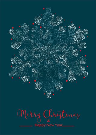 Téléchargez les photos : Carte de voeux de Noël minimale, fond ou étiquette avec un flocon de neige texturé en blanc et bleu. Illustration vectorielle - en image libre de droit