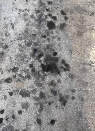 Photo for A photography of a dirty sidewalk with a fire hydrant and a fire hydrant, manhole cover on a concrete surface with black spots. - Royalty Free Image