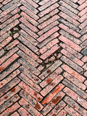 Photo for A brick road with a red brick pattern. - Royalty Free Image