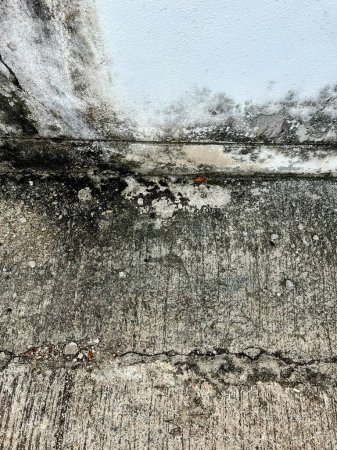 Photo for A photography of a dirty concrete wall with a white wall and a black moldy wall. - Royalty Free Image