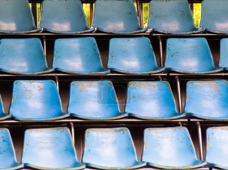 Photo for A photography of a row of blue chairs in a stadium. - Royalty Free Image