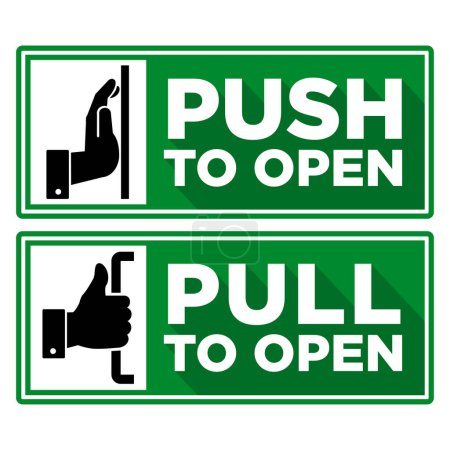 Illustration for Push and pull to open door. Vector signs on transparent background - Royalty Free Image