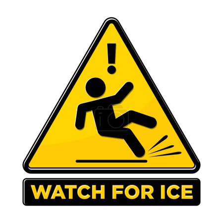 Slippery ice warning sign. Slip danger icon. Vector sign on transparent background