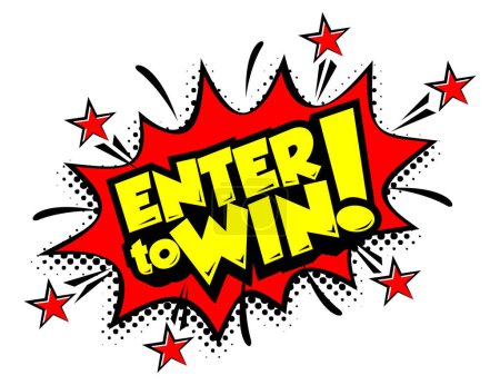 Enter to win sign. Flat red explosion sign, enter to win sign, enter to win. Vector icon on trancparent background