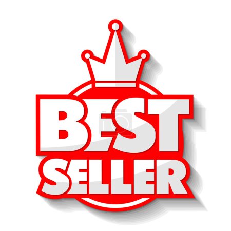 Illustration for Advertising round sticker Best Seller with crown. Vector on transparent background - Royalty Free Image