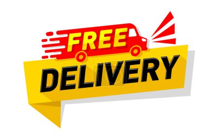 Free delivery service label. Free shipping order icon. Vector on transparent background